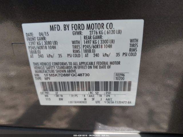 1FM5K7D88FGC48730 Ford 2015