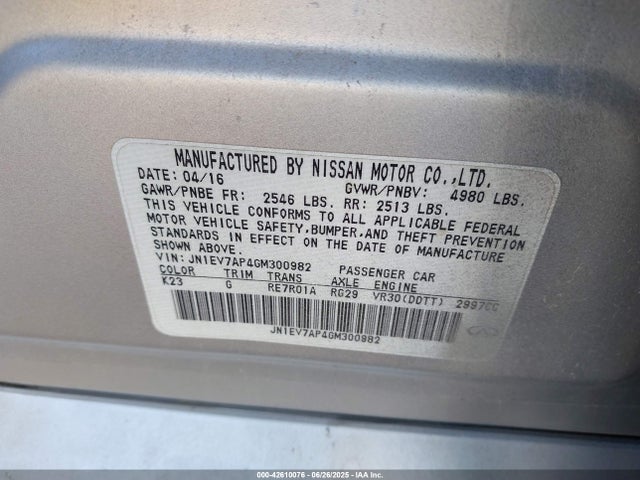 Infiniti 2016 2016 JN1EV7AP4GM300982 Image 9