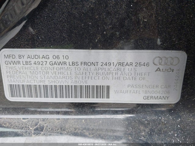 2011 AUDI A4 WAUFFAFL1BN004206 Photo 8
