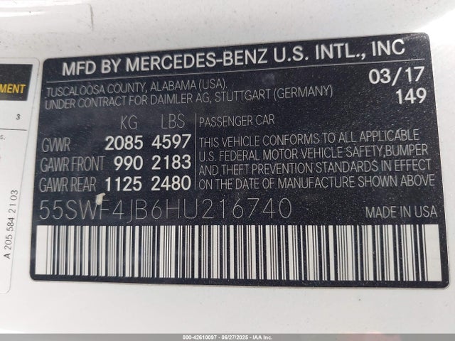 55SWF4JB6HU216740 Mercedes-Benz m274
