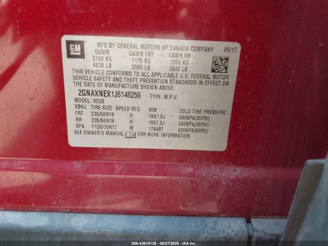 2018 CHEVROLET EQUINOX 2GNAXNEX1J6148256 Photo 8