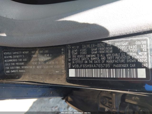 1999 MERCEDES-BENZ E 320 WDBJF65H9XA765795 Photo 8