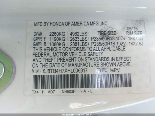 2017 ACURA RDX 5J8TB4H7XHL006917 Photo 8