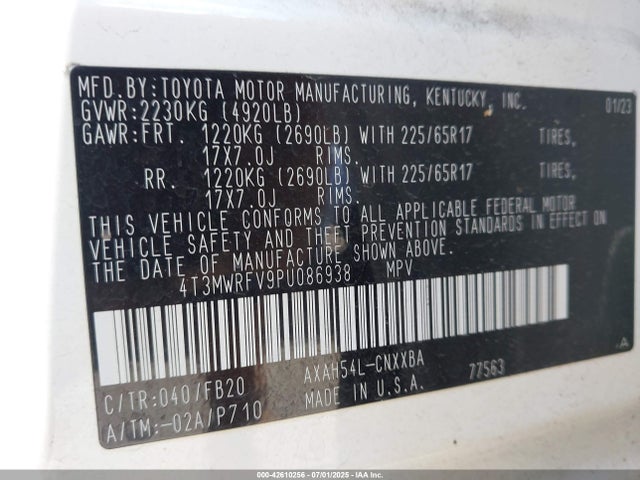 4T3MWRFV9PU086938 Toyota a25a-fxs, 3nm+4nm(ni)