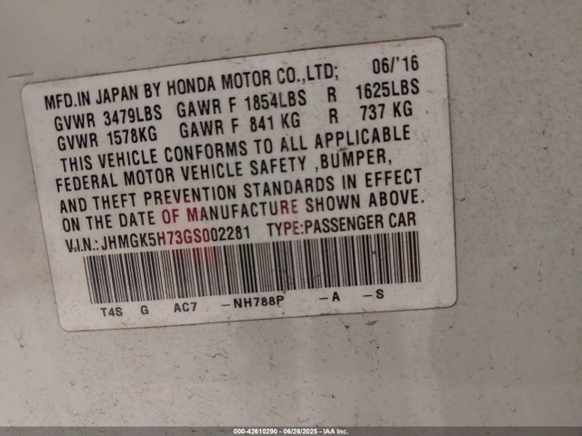 JHMGK5H73GS002281 Honda l15b1