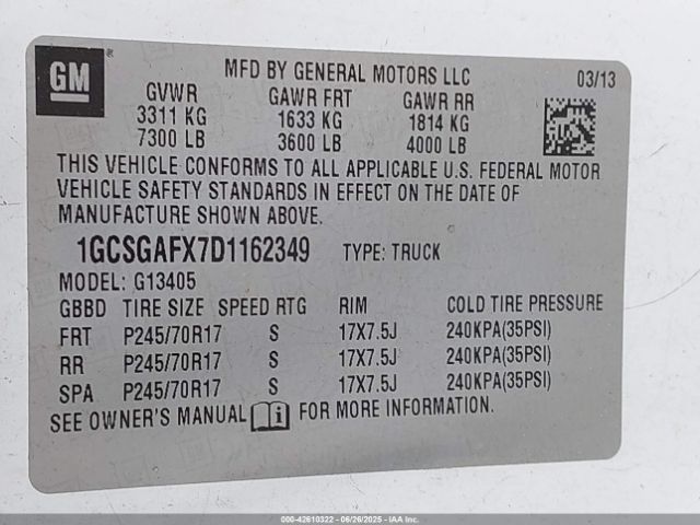 2013 CHEVROLET EXPRESS 1500 1GCSGAFX7D1162349 Photo 8
