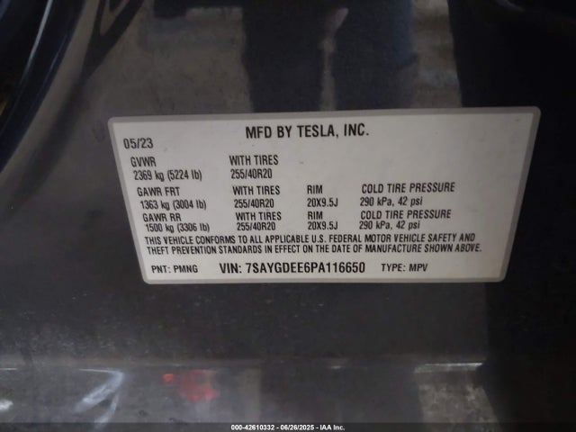 2023 TESLA MODEL Y 7SAYGDEE6PA116650 Photo 8