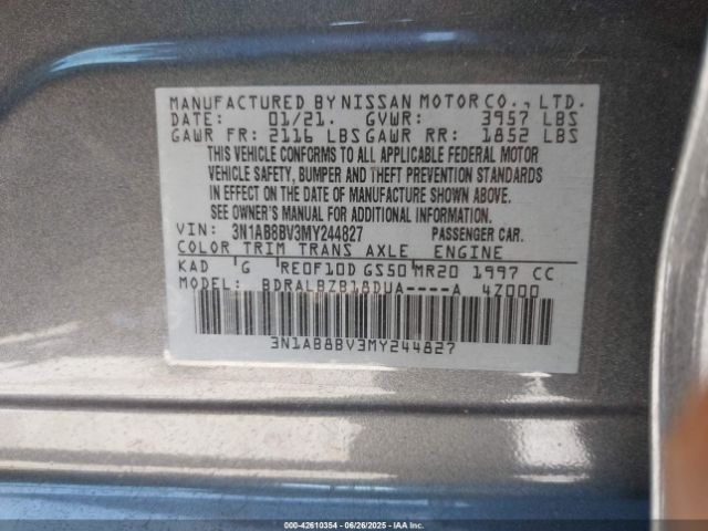 2021 NISSAN SENTRA 3N1AB8BV3MY244827 Photo 8