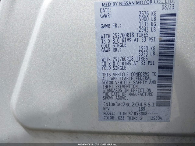 5N1DR3AC2RC204551 Nissan Pathfinder