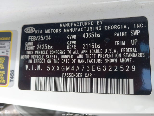 5XXGM4A73EG322529 KIA dohc gdi theta ii