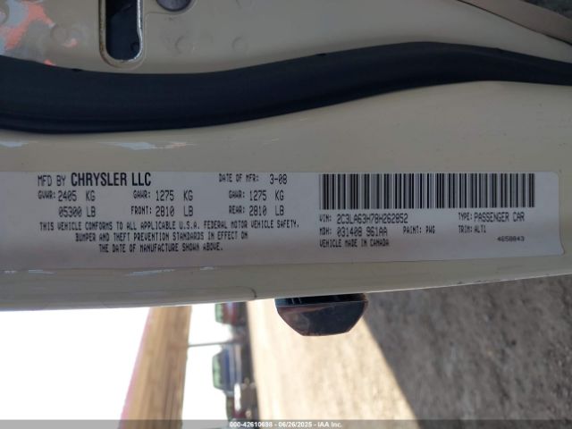 2008 CHRYSLER 300C 2C3LA63H78H262852 Photo 8