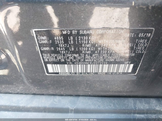 4S4BSANC9J3372234 Subaru u5
