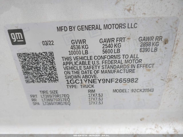 1GC1YNEY9NF265982 Chevrolet l5p