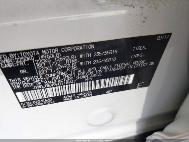 2017 TOYOTA RAV4 HYBRID JTMDJREV9HD118947 Photo 8