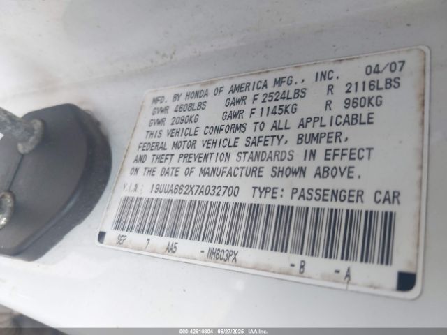 2007 ACURA TL 19UUA662X7A032700 Photo 8
