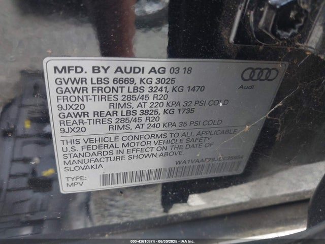 2018 AUDI Q7 WA1VAAF79JD035654 Photo 8
