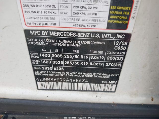 2009 MERCEDES-BENZ ML 350 4JGBB86E99A498674 Photo 8