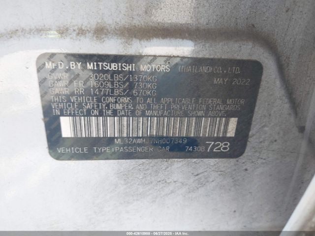 2022 MITSUBISHI MIRAGE ML32AWHJ7NH007349 Photo 8