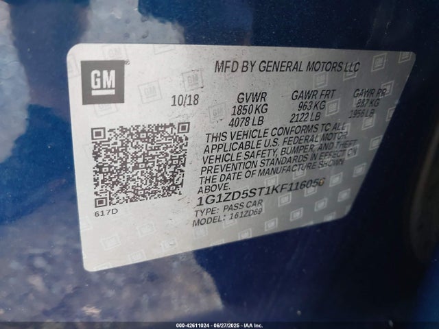 1G1ZD5ST1KF116056 Chevrolet lfv - direct injection, variable valve timing, gen 1