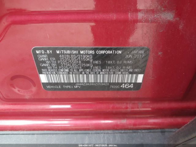 2017 MITSUBISHI OUTLANDER JA4AZ3A3XHZ059420 Photo 8