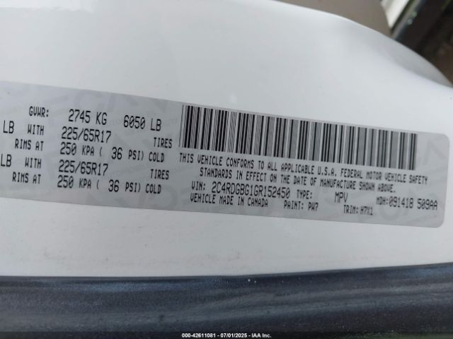 2016 DODGE GRAND CARAVAN 2C4RDGBG1GR152450 Photo 8