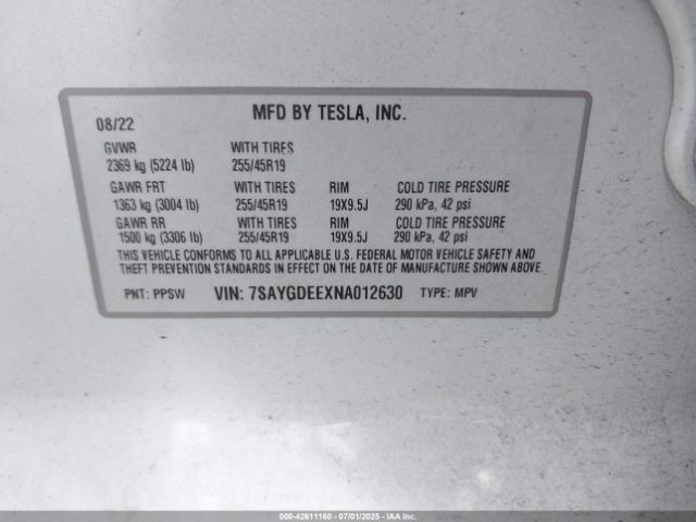 2022 TESLA MODEL Y 7SAYGDEEXNA012630 Photo 8
