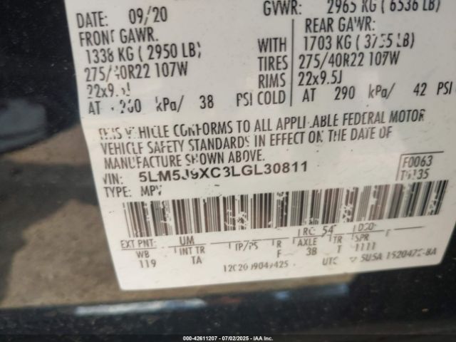 2020 LINCOLN AVIATOR 5LM5J9XC3LGL30811 Photo 8