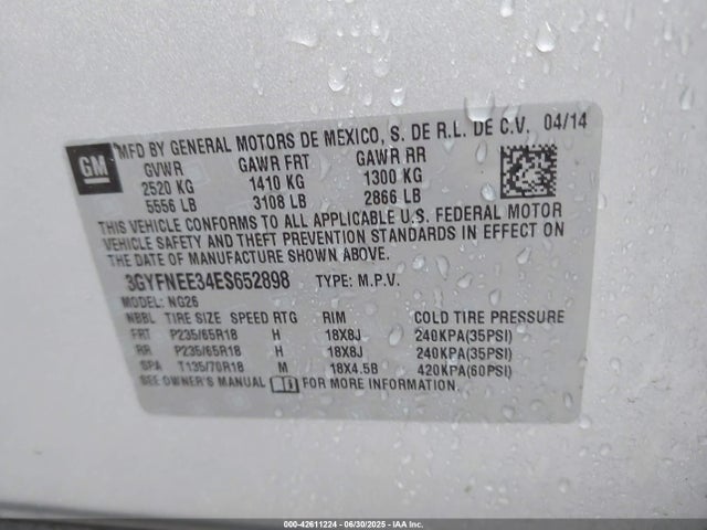 2014 CADILLAC SRX 3GYFNEE34ES652898 Photo 8