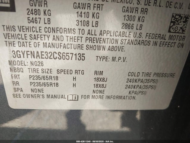 2012 CADILLAC SRX 3GYFNAE32CS657135 Photo 8