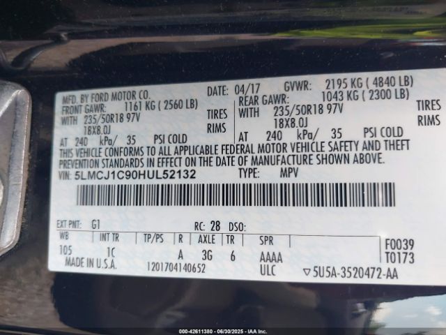 2017 LINCOLN MKC 5LMCJ1C90HUL52132 Photo 8