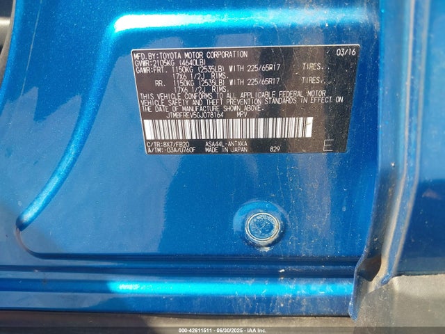 JTMBFREV5GJ078164 Toyota 2ar-fe