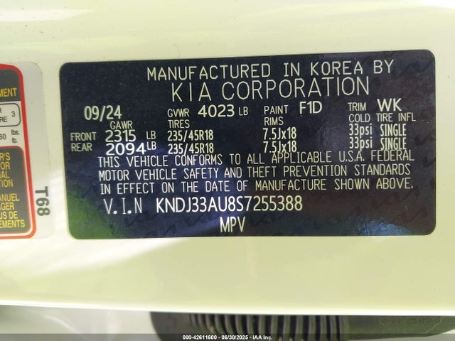 42611600 :رقم المزاد ، KNDJ33AU8S7255388 vin ، 2025 Kia Soul Ex مزاد بيع