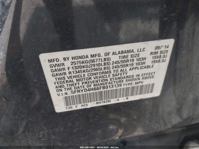 2015 ACURA MDX 5FRYD4H66FB013139 Photo 8
