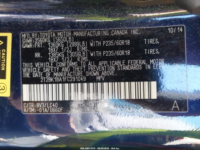 2T2BK1BA1FC291049 Lexus 2gr-fe