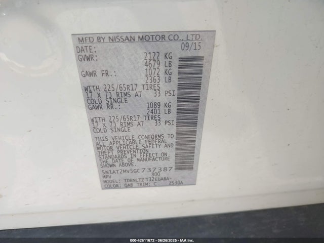5N1AT2MV5GC737387 Nissan 2016