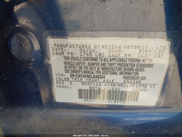 3N1CN7AP6EL849324 Nissan 2014