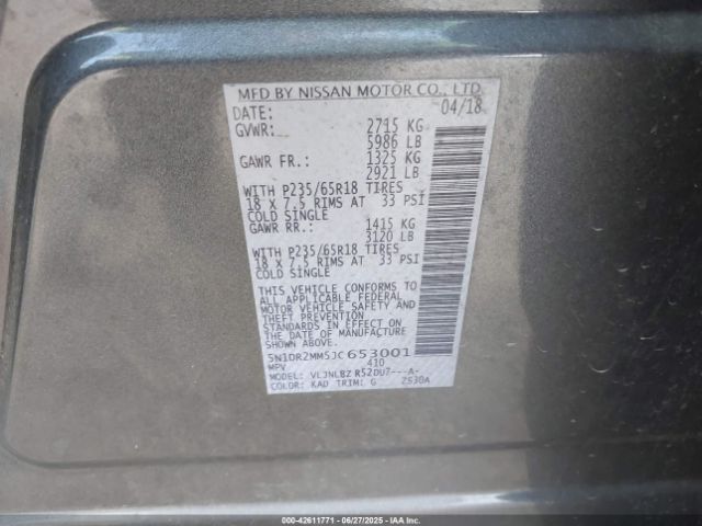 2018 NISSAN PATHFINDER 5N1DR2MM5JC653001 Photo 8