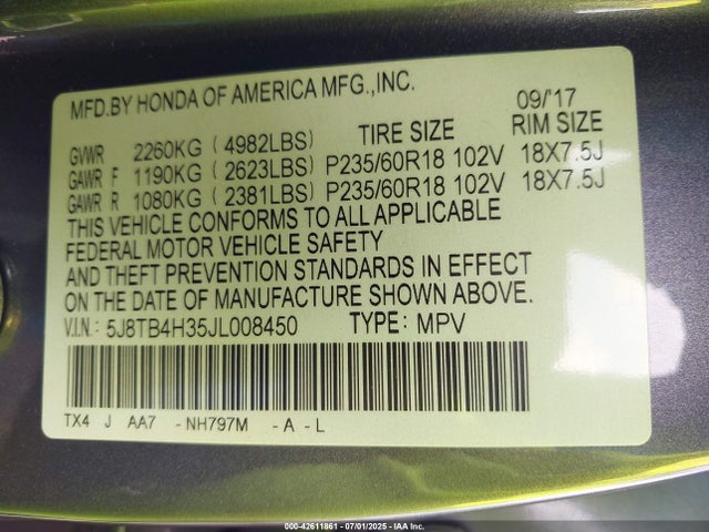 5J8TB4H35JL008450 Acura j35z2