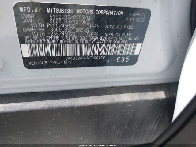 2022 MITSUBISHI OUTLANDER JA4J3VA81NZ090138 Photo 8