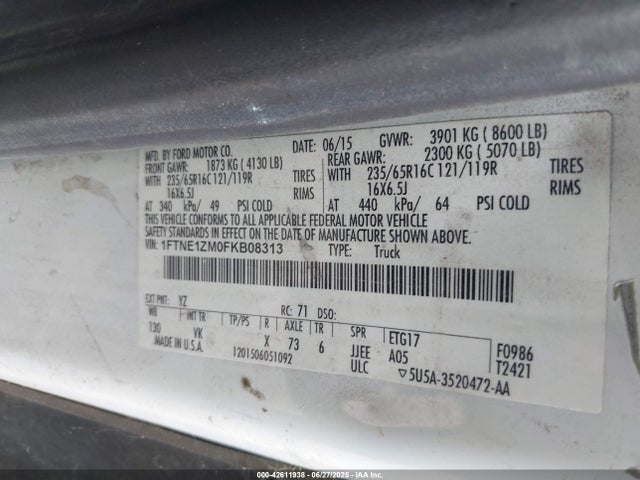 1FTNE1ZM0FKB08313 Ford 2015