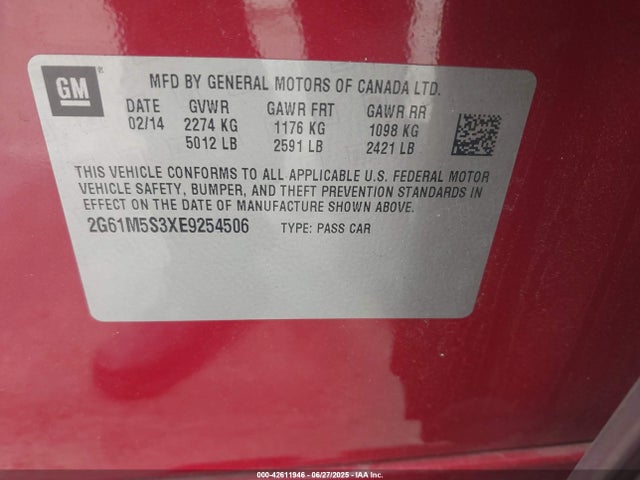 2014 CADILLAC XTS 2G61M5S3XE9254506 Photo 8