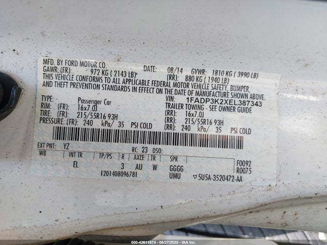 1FADP3K2XEL387343 Ford 2014