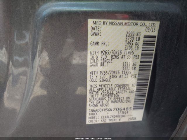 2016 NISSAN FRONTIER 1N6AD0FR5GN706485 Photo 8