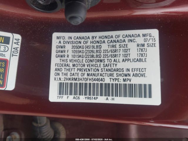 2015 HONDA CR-V 2HKRM3H70FH544640 Photo 8