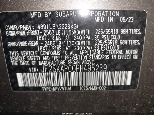 Subaru na u5 2023 JF2SKAPC0PH495239 Image 9