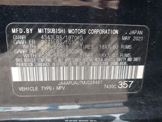 2021 MITSUBISHI OUTLANDER SPORT JA4APUAU7MU028461 Photo 8
