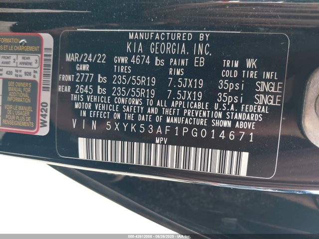 KIA gdi theta iii 2023 5XYK53AF1PG014671 Image 9