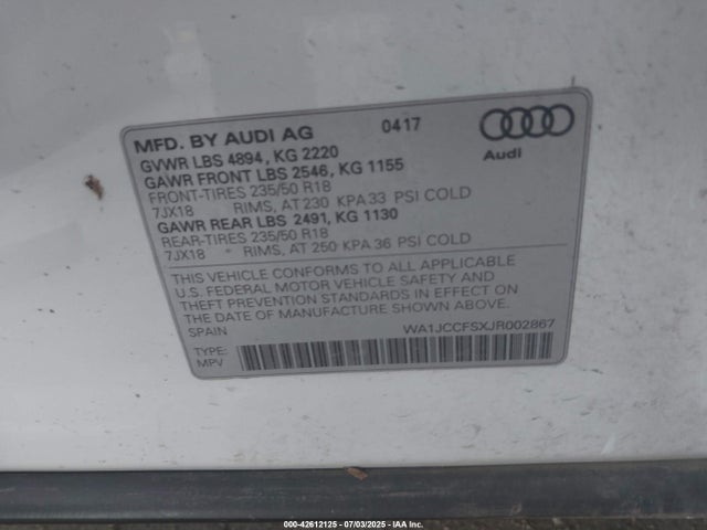 2018 AUDI Q3 WA1JCCFSXJR002867 Photo 8