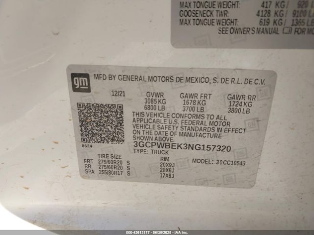 3GCPWBEK3NG157320 Chevrolet l3b