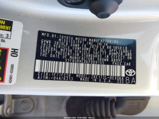 2019 TOYOTA COROLLA 5YFBURHE0KP909155 Photo 8
